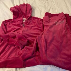 Juicy Couture Pink Velour Zip Hoodie with Signature Charm